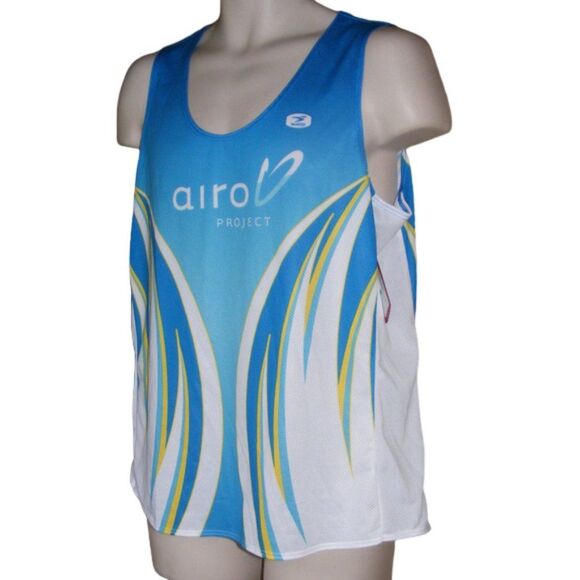 new!! SUGOI Top/Running Singlet, XL Mesh Tank, Blue/White, Sleeveless - Picture 3 of 7